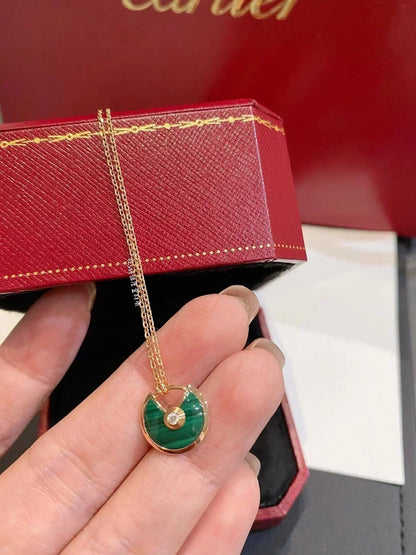 [Windsor Jewelry]AMULETTE ROSE GOLD MALACHITE NECKLACE