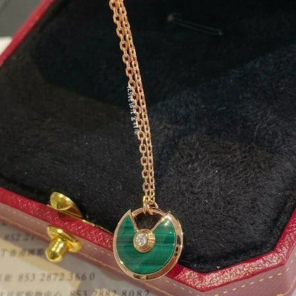 [Windsor Jewelry]AMULETTE ROSE GOLD MALACHITE NECKLACE