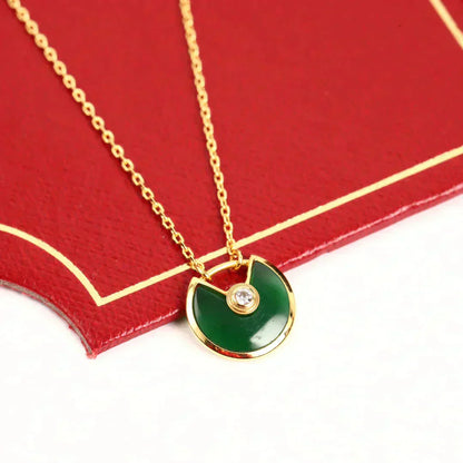 [Windsor Jewelry]AMULETTE GOLD MALACHITE NECKLACE