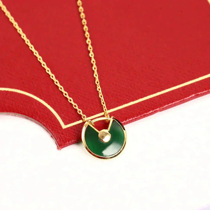 [Windsor Jewelry]AMULETTE GOLD MALACHITE NECKLACE