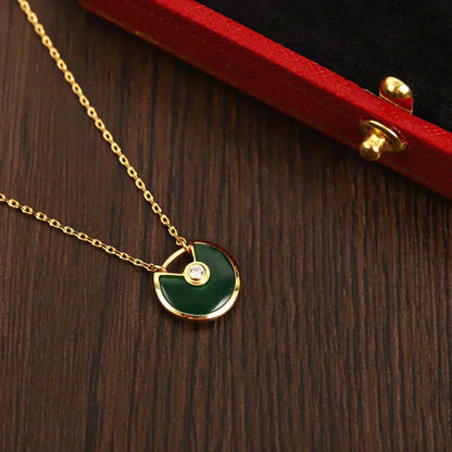 [Windsor Jewelry]AMULETTE GOLD MALACHITE NECKLACE