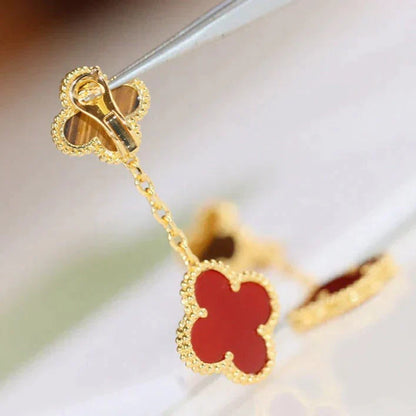 [Windsor Jewelry]CLOVER  2 MOTIF  TIGER EYE CARNELIAN EARRINGS