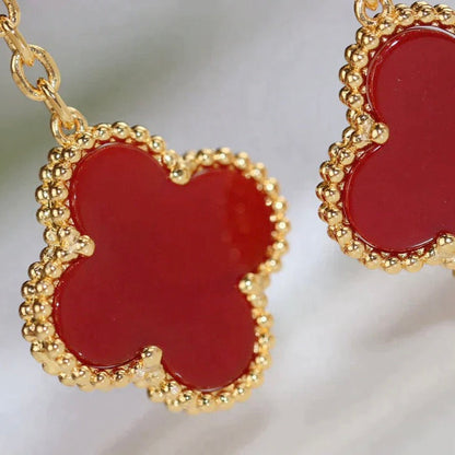[Windsor Jewelry]CLOVER  2 MOTIF  TIGER EYE CARNELIAN EARRINGS