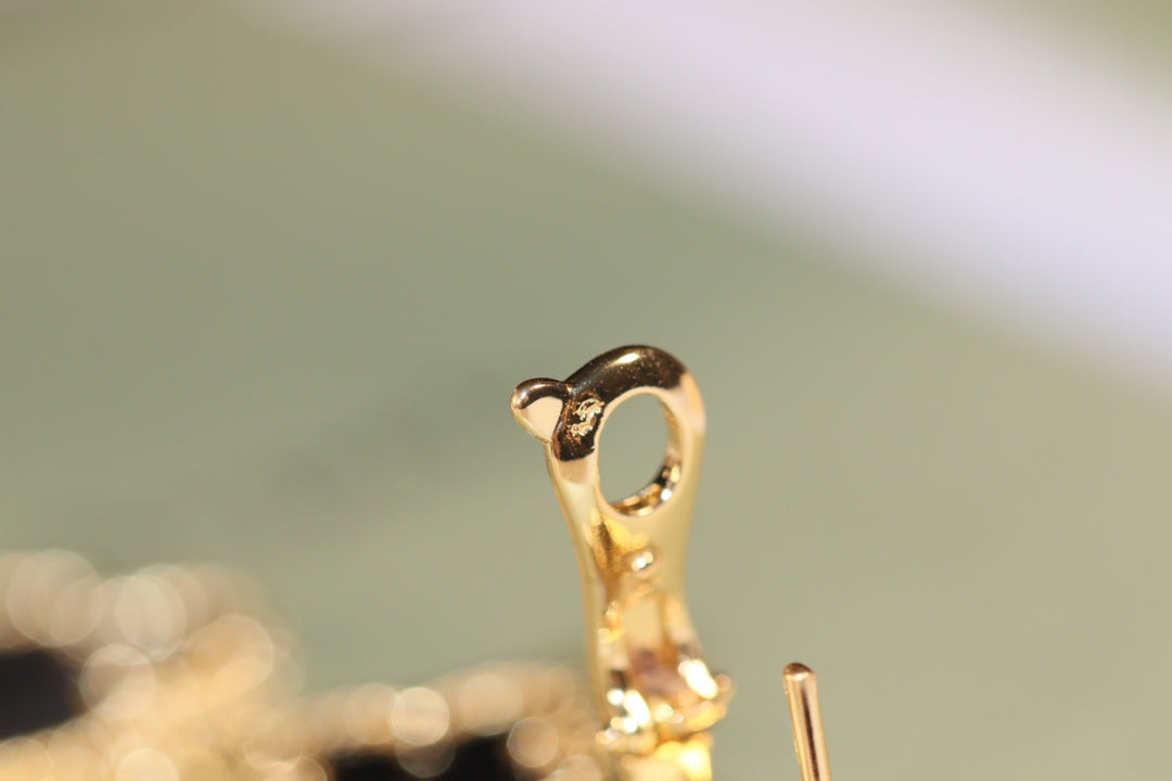 [Windsor Jewelry]CLOVER EARRINGS GOLD ONYX MOP 3 MOTIF