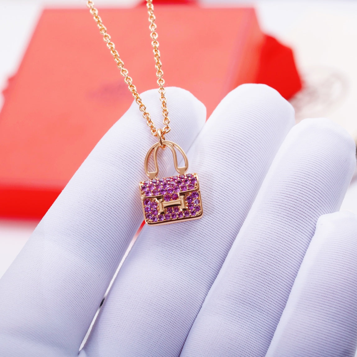 [Windsor Jewelry]CONSTANCE PEDANT PURPLE DIAMOND NECKLACE