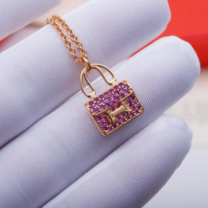 [Windsor Jewelry]CONSTANCE PEDANT PURPLE DIAMOND NECKLACE