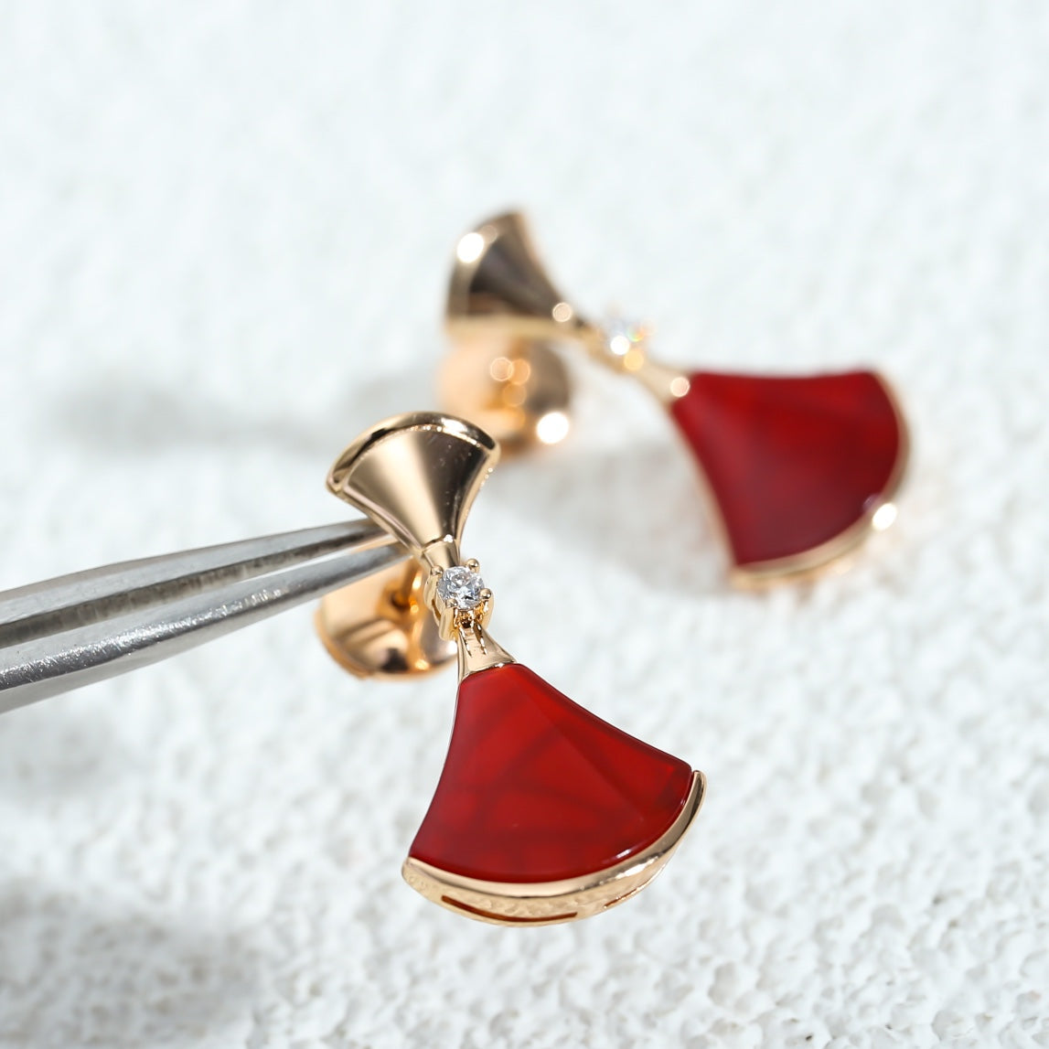 [Windsor Jewelry]DREAM Carnelian PINK GOLD EARRINGS
