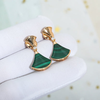 [Windsor Jewelry]DREAM MALACHITE PINK GOLD EARRINGS