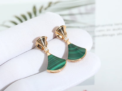 [Windsor Jewelry]DREAM MALACHITE PINK GOLD EARRINGS