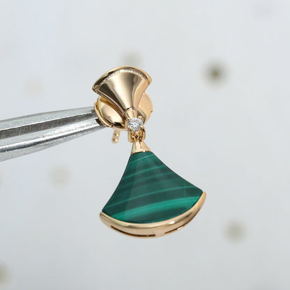[Windsor Jewelry]DREAM MALACHITE PINK GOLD EARRINGS