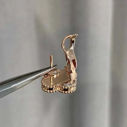 [Windsor Jewelry]CLOVER MEDIUM 1 MOTIFS  PINK MOP DIAMOND EARRINGS