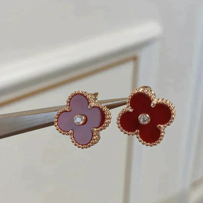 [Windsor Jewelry]CLOVER MEDIUM 1 MOTIFS CARNELIAN  DIAMOND earrings