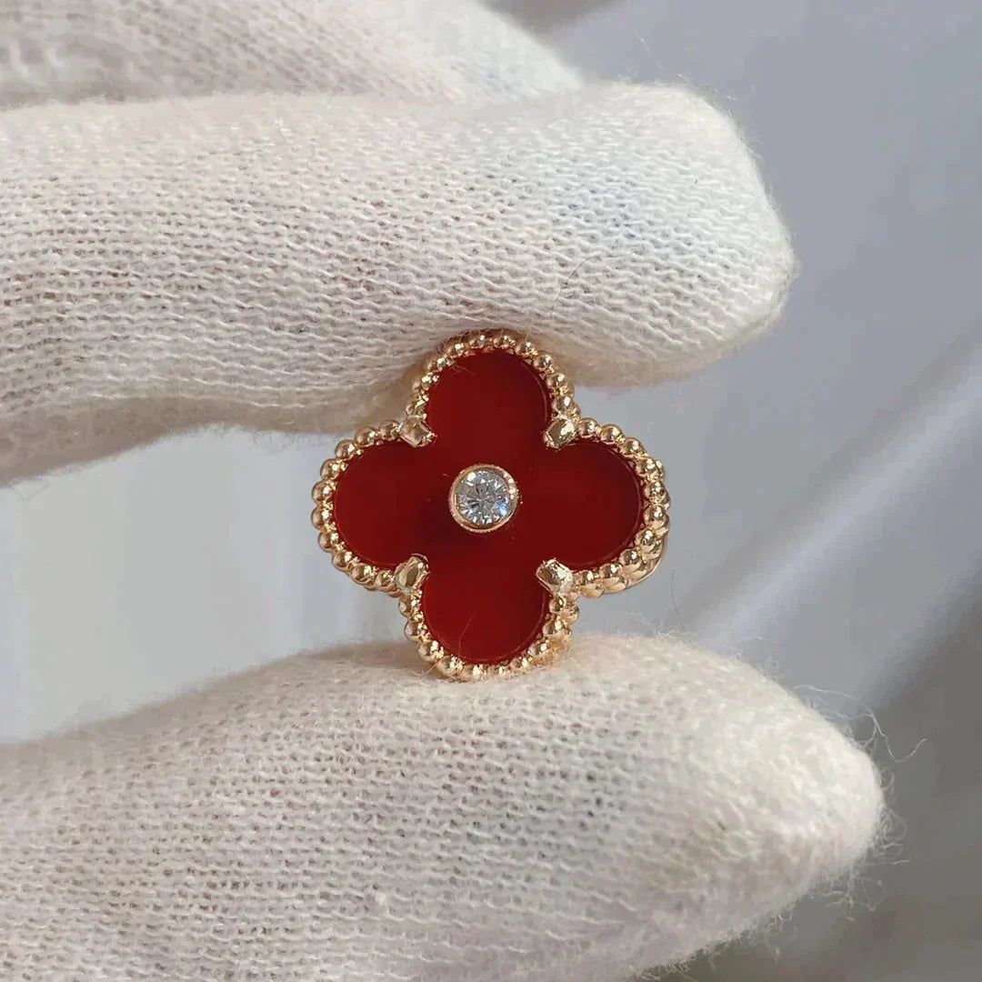 [Windsor Jewelry]CLOVER MEDIUM 1 MOTIFS CARNELIAN  DIAMOND earrings