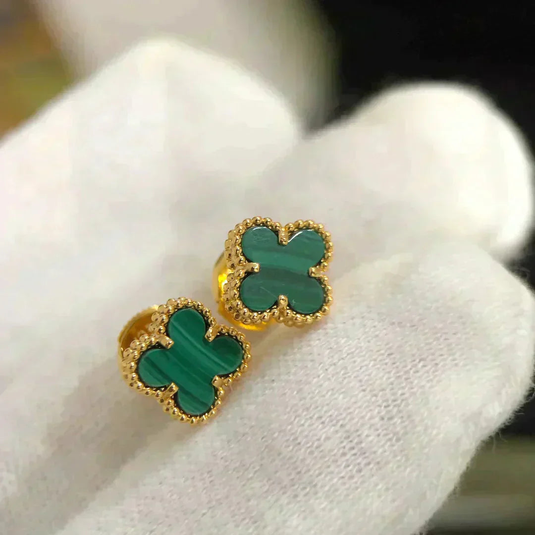 [Windsor Jewelry]CLOVER MINI 9.5MM MALACHITE  EARRINGS