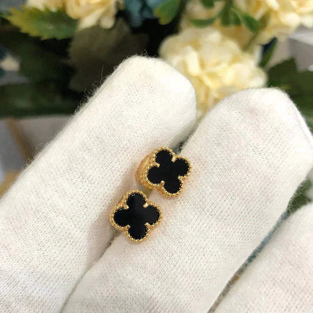 [Windsor Jewelry]CLOVER MINI 9.5MM BLACK MOP EARRINGS