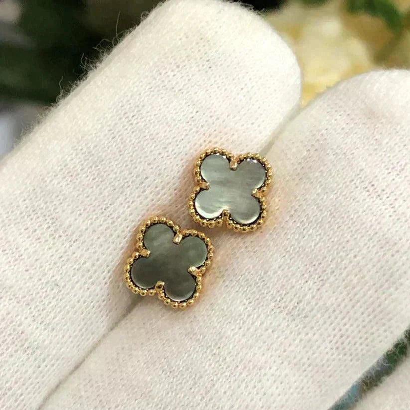 [Windsor Jewelry]CLOVER MINI 9.5MM GRAY MOP EARRINGS