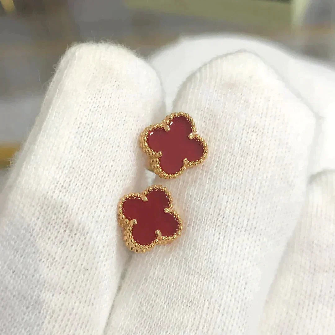 [Windsor Jewelry]CLOVER MINI 9.5MM CARNELIAN EARRINGS