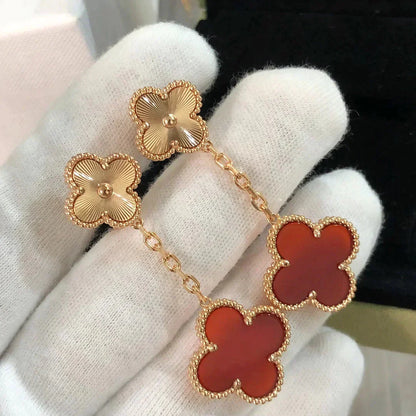 [Windsor Jewelry]CLOVER 2 MOTIF  LASER CARNELIAN EARRINGS