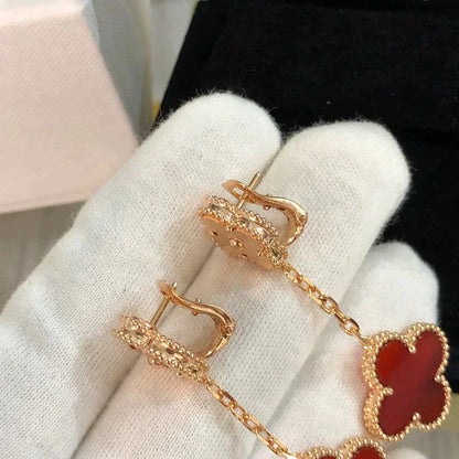[Windsor Jewelry]CLOVER 2 MOTIF  LASER CARNELIAN EARRINGS