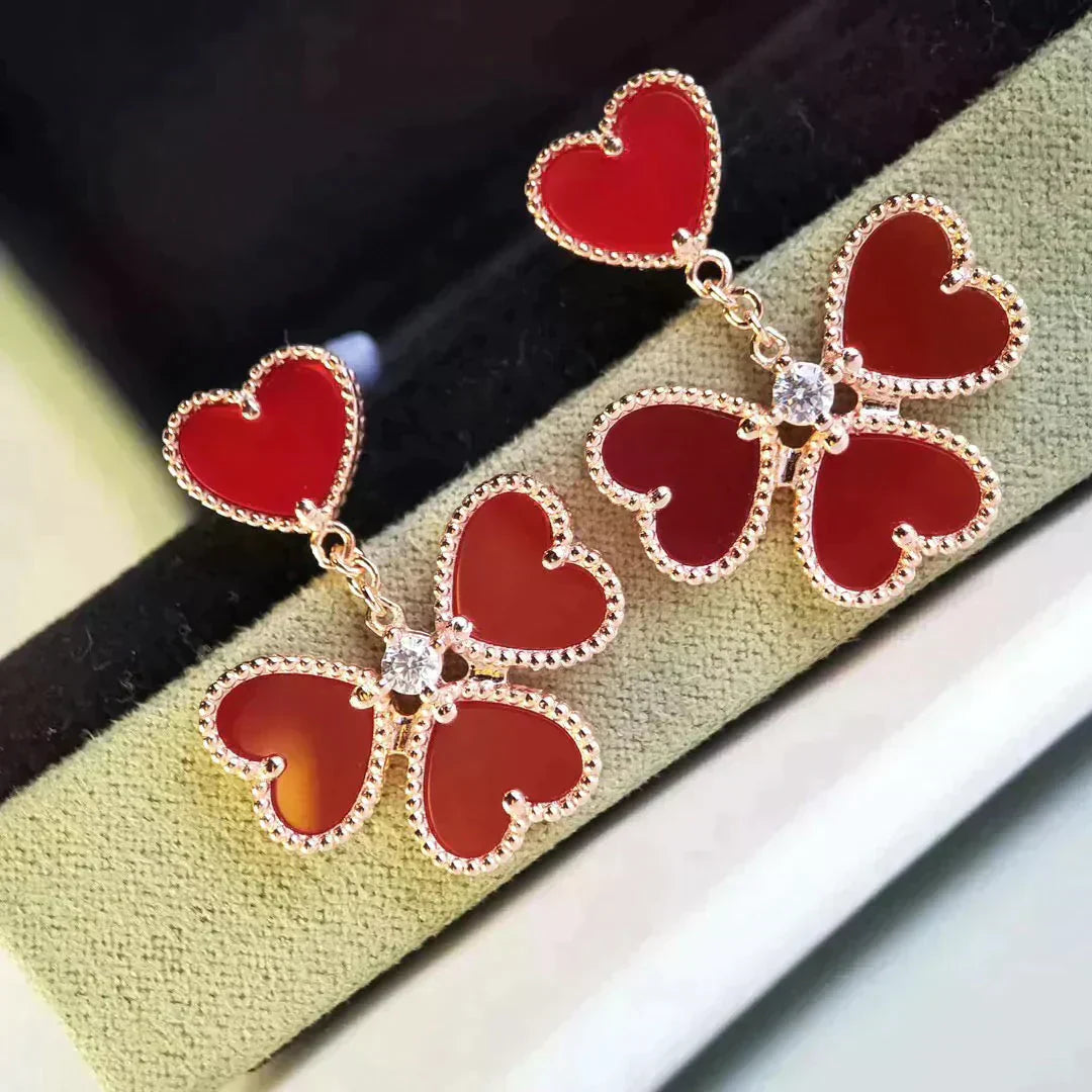 [Windsor Jewelry]SWEET CLOVER CARNELIAN EARRINGS