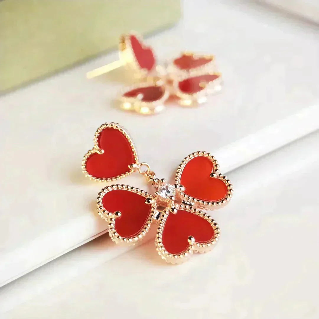 [Windsor Jewelry]SWEET CLOVER CARNELIAN EARRINGS