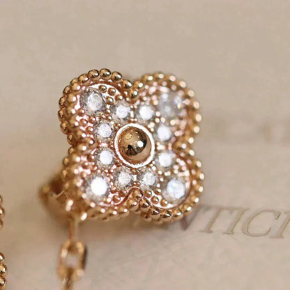[Windsor Jewelry]CLOVER MEDIUM 1 MOTIFS FUll DIAMOND EARRINGS