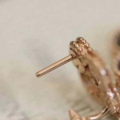 [Windsor Jewelry]CLOVER MEDIUM 1 MOTIFS FUll DIAMOND EARRINGS