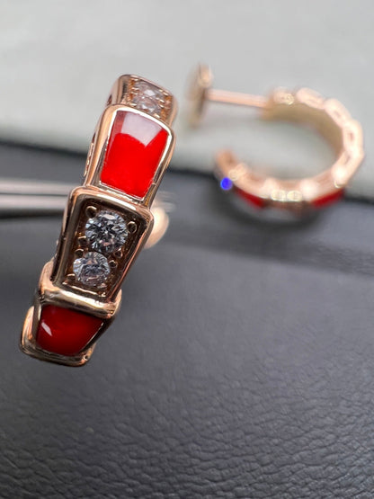 [Windsor Jewelry]SERPENTI CARNELIAN PINK GOLD EARRINGS