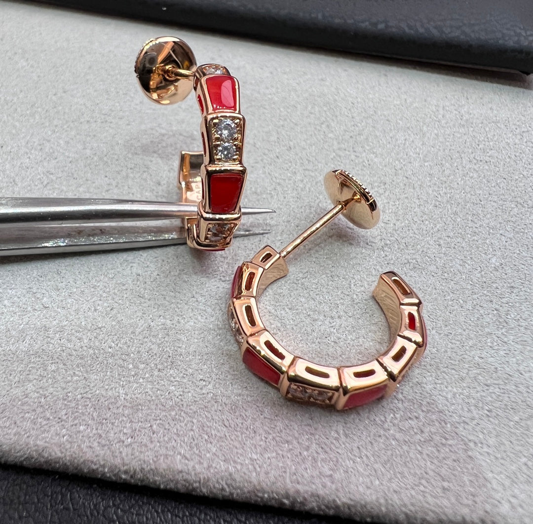 [Windsor Jewelry]SERPENTI CARNELIAN PINK GOLD EARRINGS