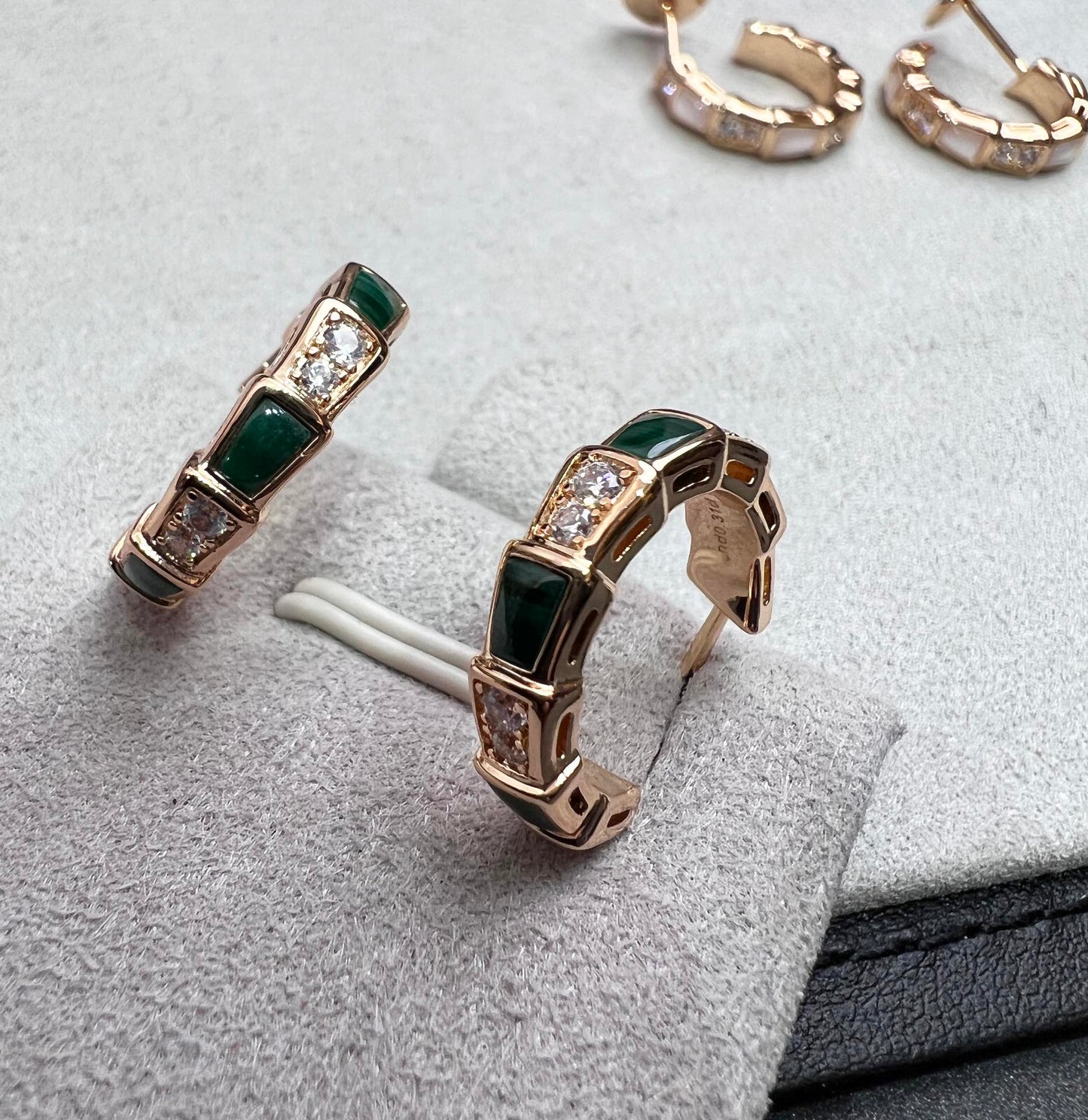 [Windsor Jewelry]SERPENTI MALACHITE PINK GOLD EARRINGS