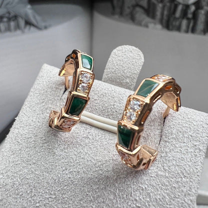 [Windsor Jewelry]SERPENTI MALACHITE PINK GOLD EARRINGS