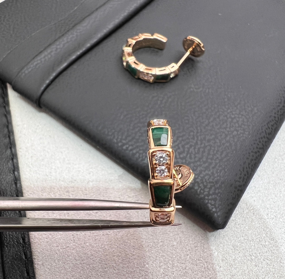 [Windsor Jewelry]SERPENTI MALACHITE PINK GOLD EARRINGS