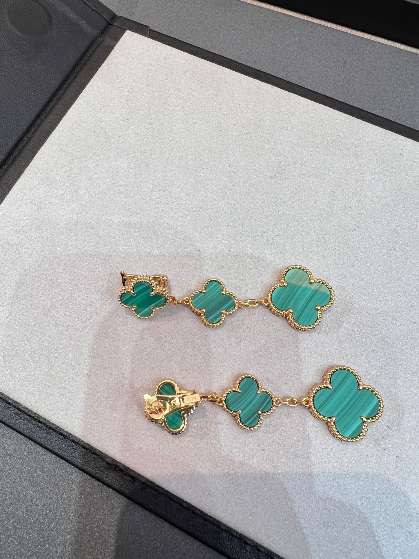 [Windsor Jewelry]CLOVER MALACHITE 3 MOTIFS GOLD