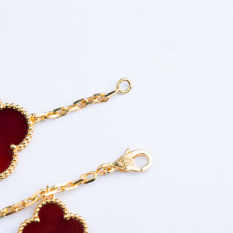 [Windsor Jewelry]CLOVER BRACELET 5 MOTIFS CARNELIAN TIGER EYE