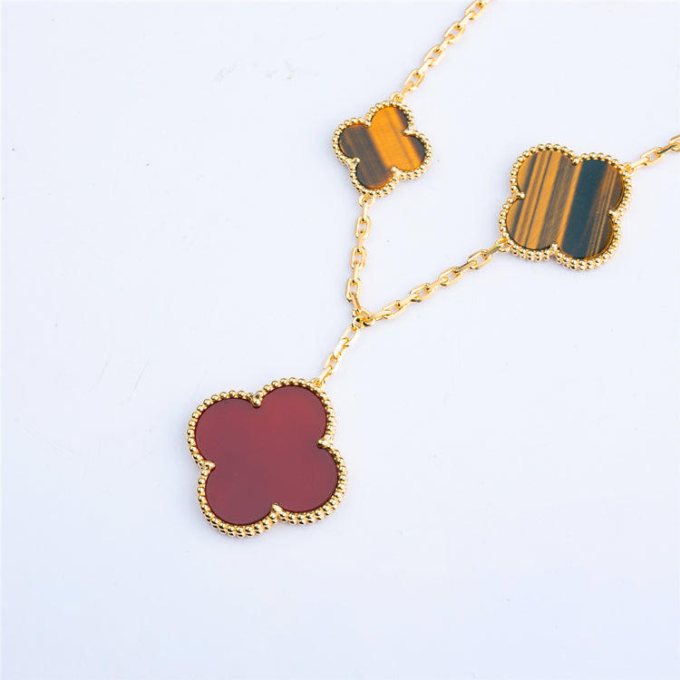 [Windsor Jewelry]CLOVER BRACELET 5 MOTIFS CARNELIAN TIGER EYE