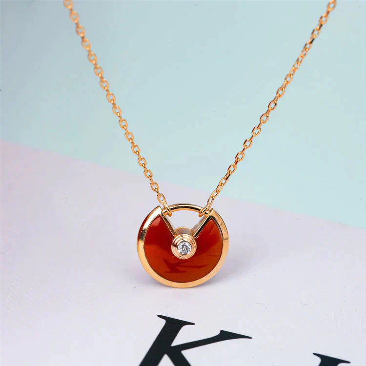 [Windsor Jewelry]AMULETTE GOLD CARNELIAN ONYX NECKLACE