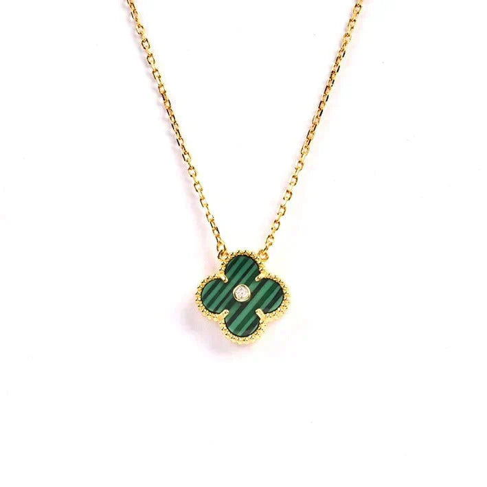 [Windsor Jewelry]CLOVER 15MM DIAMOND TURQUOISE NECKLACE