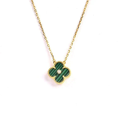 [Windsor Jewelry]CLOVER 15MM DIAMOND TURQUOISE NECKLACE