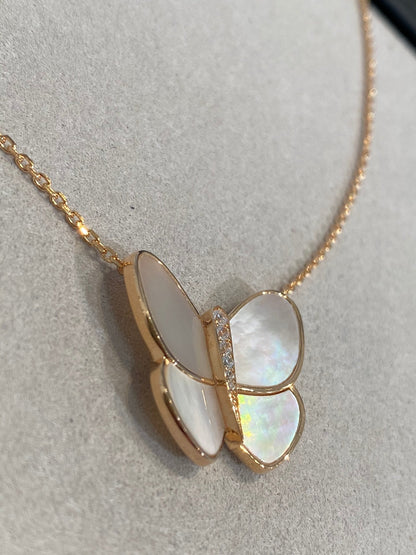 [Windsor Jewelry]BUTTERFLY GOLD MOP DIAMOND NECKLACE