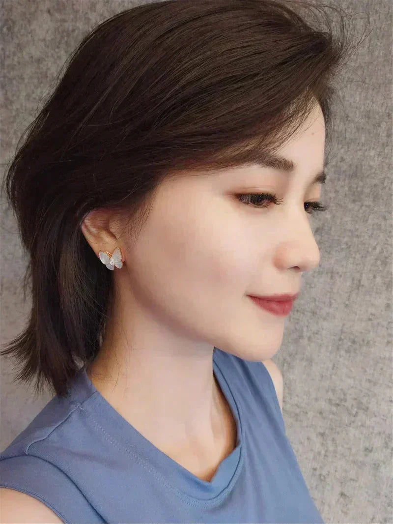[Windsor Jewelry]BUTTERFLY MOP DIAMOND EARRINGS