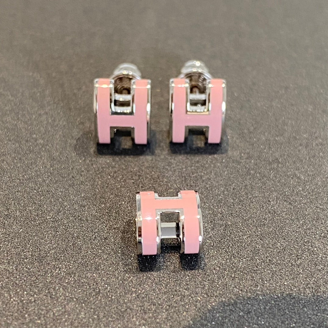 [Windsor Jewelry]MINI POP H SILVER EARRINGS PINK