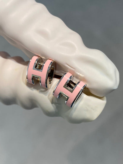 [Windsor Jewelry]MINI POP H SILVER EARRINGS PINK