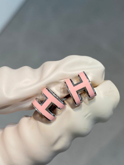 [Windsor Jewelry]MINI POP H SILVER EARRINGS PINK