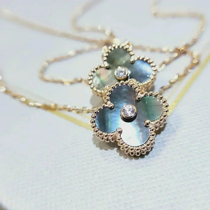 [Windsor Jewelry]CLOVER 15MM DIAMOND AND MOTHER-OF-GREY NECKLACE