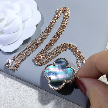 [Windsor Jewelry]CLOVER 25MM GOLD DARK MOP BIG CLOVER NECKLACE