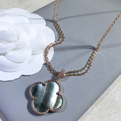 [Windsor Jewelry]CLOVER 25MM GOLD DARK MOP BIG CLOVER NECKLACE