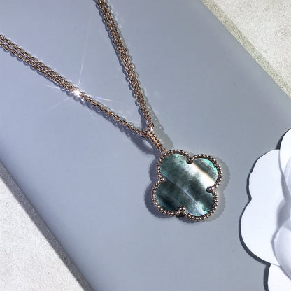 [Windsor Jewelry]CLOVER 25MM GOLD DARK MOP BIG CLOVER NECKLACE