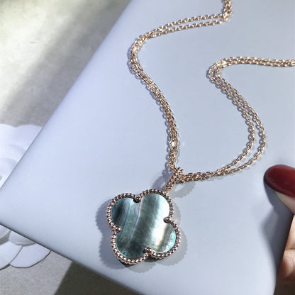 [Windsor Jewelry]CLOVER 25MM GOLD DARK MOP BIG CLOVER NECKLACE