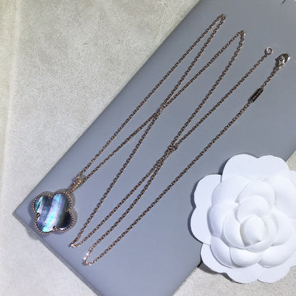 [Windsor Jewelry]CLOVER 25MM GOLD DARK MOP BIG CLOVER NECKLACE
