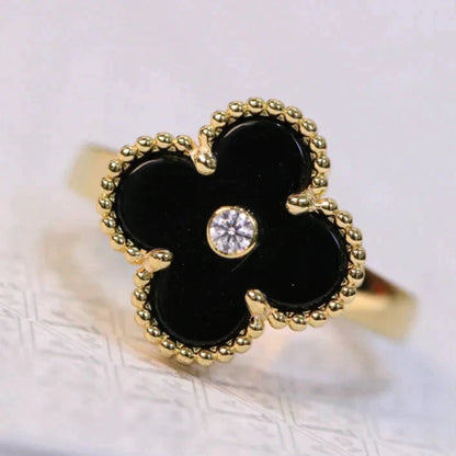 [Windsor Jewelry]CLOVER ONYX RING GOLD DIAMOND